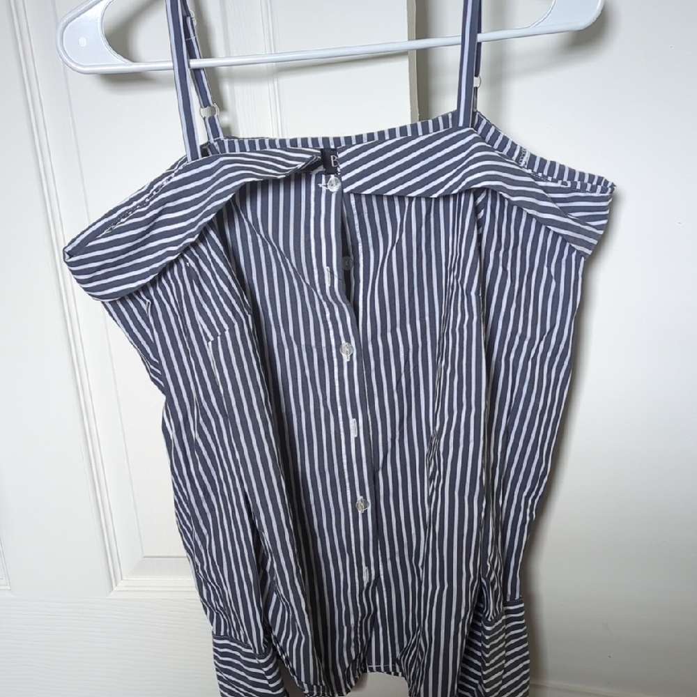 BCX Blue Buttoned Bustier Blouse